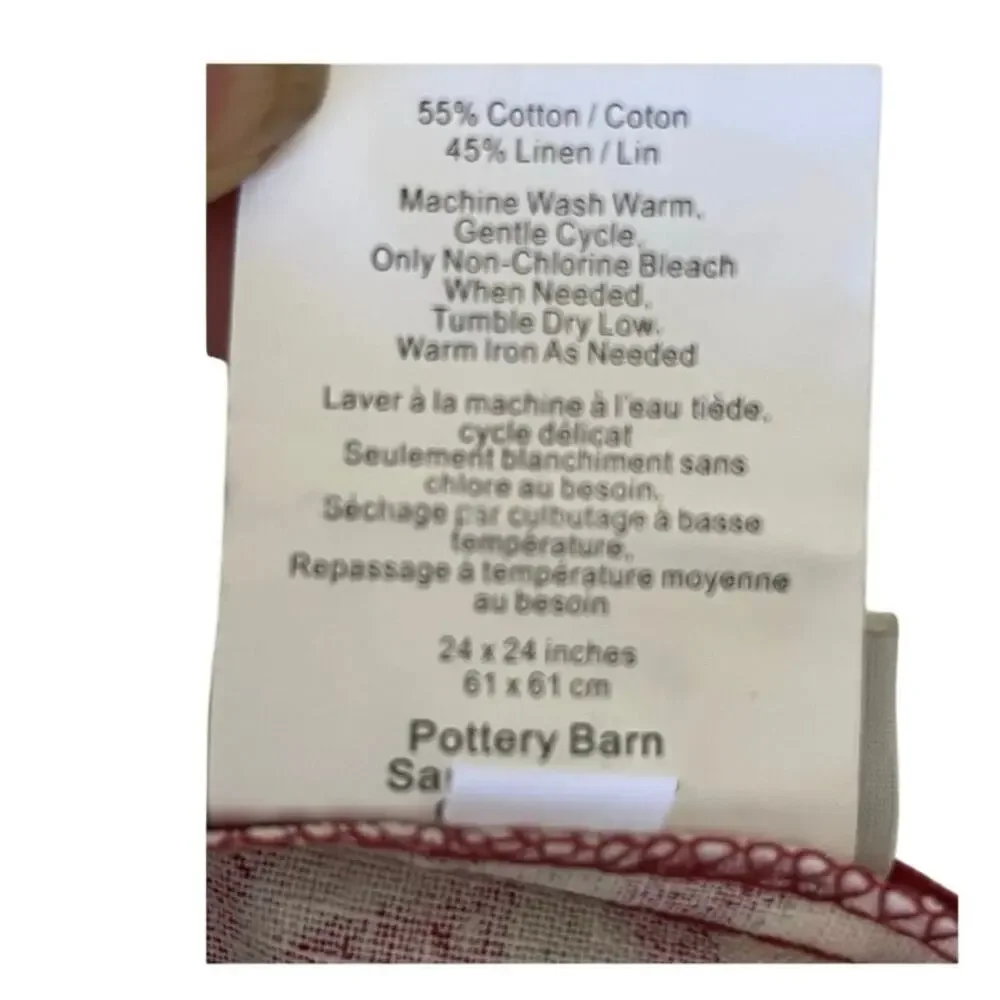 Pottery Barn Gabrie Pillow Cover 24 x 24 Linen Cotton  Floral Decorative (2)